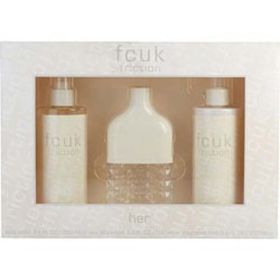 Fcuk Friction By French Connection Eau De Parfum Spray 3.4 Oz & Body Lotion 8.4 Oz & Body Mist 8.4 Oz For Women