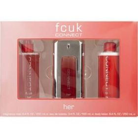 Fcuk Connect By French Connection Edt Spray 3.4 Oz & Body Lotion 8.4 Oz & Body Mist 8.4 Oz For Women