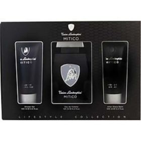 Lamborghini Mitico By Tonino Lamborghini Edt Spray 4.2 Oz & Aftershave Balm 3.4 Oz & Shower Gel 3.4 Oz For Men