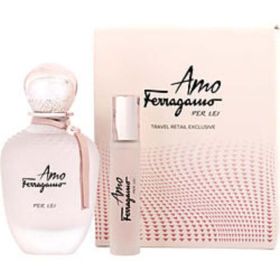 Amo Ferragamo Per Lei By Salvatore Ferragamo Eau De Parfum Spray 3.4 Oz & Eau De Parfum 0.34 Oz Mini For Women