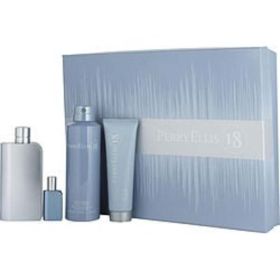 Perry Ellis 18 By Perry Ellis Edt Spray 3.4 Oz & Hair & Body Wash 3 Oz & Body Spray 6.0 Oz & Edt Spray 0.25 Oz Mini For Men